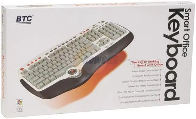 Alt view image 4 of 4 - BTC 8190 Silver/Gray 104 Normal Keys 37 Function Keys PS/2 Wired Ergonomic Smart Office Keyboard