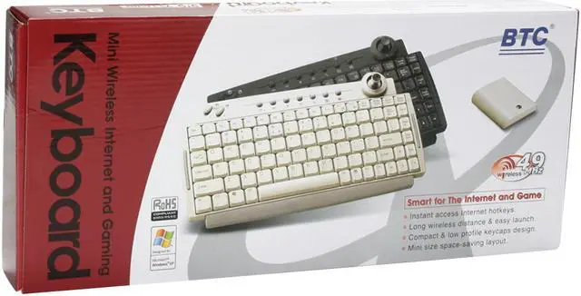 Alt view image 11 of 11 - BTC 9116URF BLACK Black 87 Normal Keys 9 Function Keys RF Wireless Mini Wireless Internet Keyboard With Dual Mode Joystick Mouse