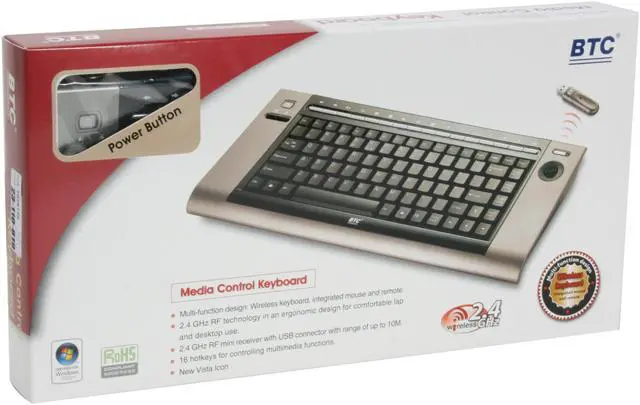 Alt view image 5 of 5 - BTC 9049URF III 2-Tone 87 Normal Keys 16 Function Keys 2.4 GHz RF Mini Inter-Media Wireless Keyboard with Pointing Device - OEM