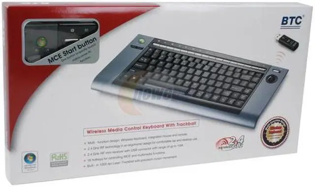 Alt view image 8 of 8 - BTC 9039URF III 86 Normal Keys 16 Function Keys 2.4GHz Wireless Mini Media Control Keyboard