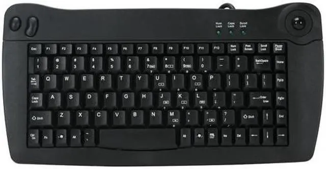 Alt view image 2 of 4 - SolidTek KB-5010BP Black PS/2 88 keys Mini Keyboard with track ball built in as mouse, ACK-5010P Trackball resolution - 200DPI