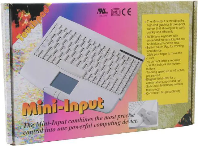 Alt view image 3 of 3 - SolidTek ACK-540 KB-540BP5 Black 89 Normal Keys PS/2 Wired Mini Keyboard with TouchPad