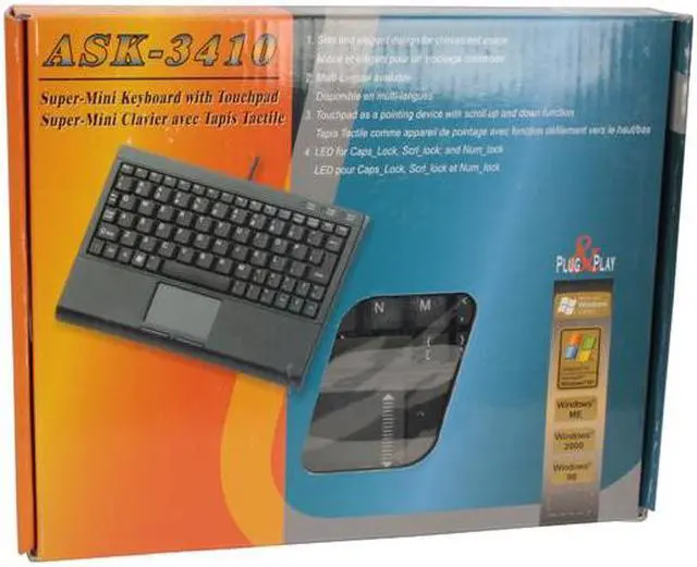 Alt view image 6 of 6 - SolidTek KB-3410BU Black USB Wired Super-Mini Keyboard with Built-in Touchpad