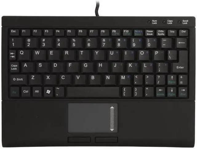 Alt view image 2 of 6 - SolidTek KB-3410BU Black USB Wired Super-Mini Keyboard with Built-in Touchpad
