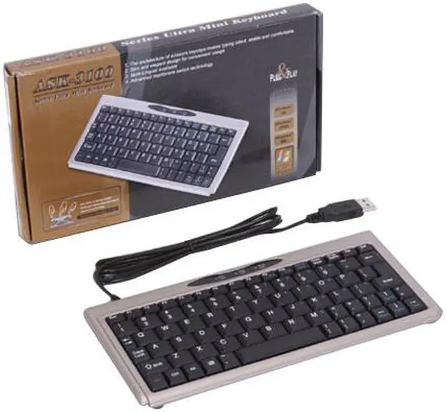 Alt view image 4 of 5 - SolidTek KB-P3100SU Silver/Black USB Wired Super Mini Keyboard