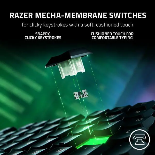 Alt view image 3 of 6 - Razer Ornata V3 Gaming Keyboard: Low-Profile Keys - Mecha-Membrane Switches - UV-Coated Keycaps - Backlit Media Keys - 10-Zone RGB Lighting - Spill-Resistant - Magnetic Wrist Wrest - Classic Black