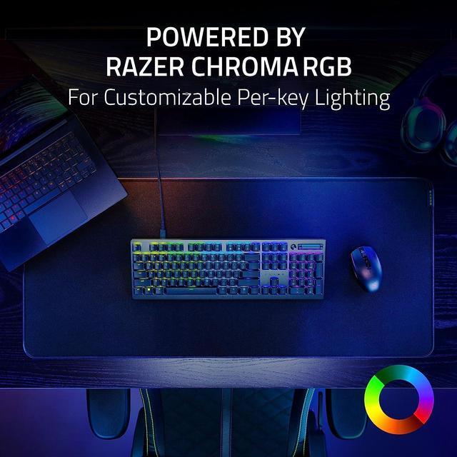 Alt view image 8 of 15 - Razer DeathStalker V2 Gaming Keyboard: Low-Profile Keys - Linear Red Optical Switches - Ultra-Durable Coated Keycaps - Durable Aluminum Top Plate - Multi-Function Roller and Media Button - Chroma RGB
