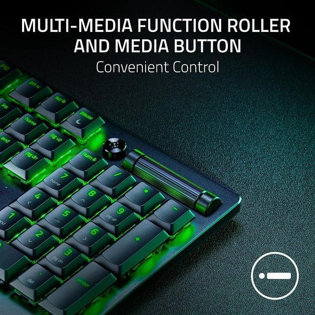 Alt view image 7 of 15 - Razer DeathStalker V2 Gaming Keyboard: Low-Profile Keys - Linear Red Optical Switches - Ultra-Durable Coated Keycaps - Durable Aluminum Top Plate - Multi-Function Roller and Media Button - Chroma RGB
