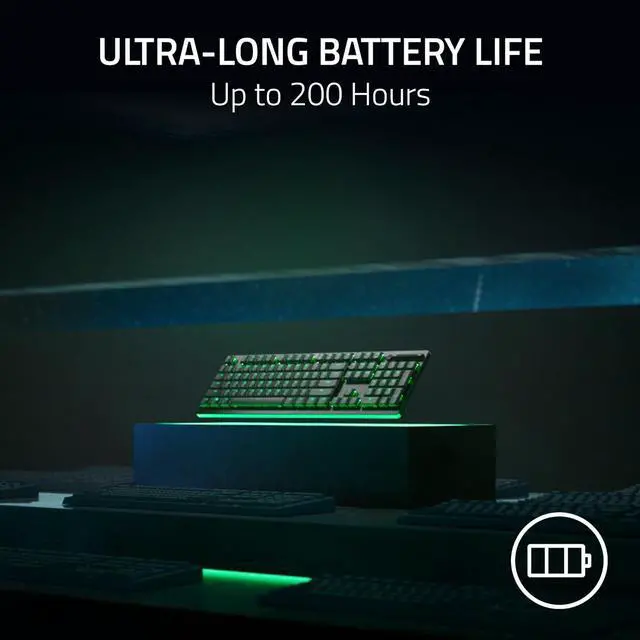 Alt view image 4 of 8 - Razer DeathStalker V2 Pro Wireless Gaming Keyboard: Low-Profile Optical Switches - Clicky Purple - HyperSpeed Wireless & Bluetooth 5.0 - Up to 200 Hrs - Ultra-Durable Coated Keycaps - Chroma RGB