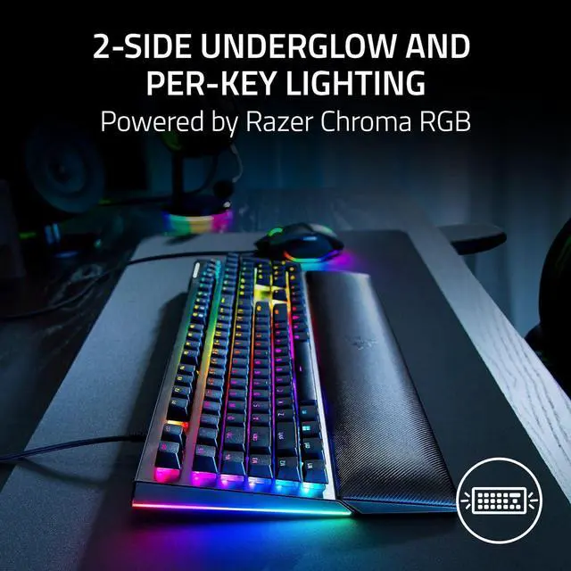 Alt view image 3 of 7 - Razer BlackWidow V4 Mechanical Gaming Keyboard - Yellow Switches (Linear & Silent), Chroma RGB, 6 Dedicated Macro Keys, Magnetic Wrist Rest, Doubleshot ABS Keycaps, Multi-Function Roller & Media Keys