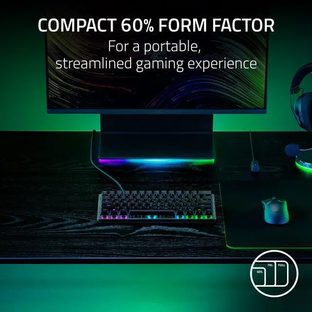 Alt view image 13 of 13 - Razer Huntsman V3 Pro Mini 60% Esports Gaming Keyboard - Analog Optical Switches, Razer Snap Tap, Rapid Trigger, Adjustable Actuation, Dual-Purpose Mod Keys, Doubleshot PBT Keycaps - Black