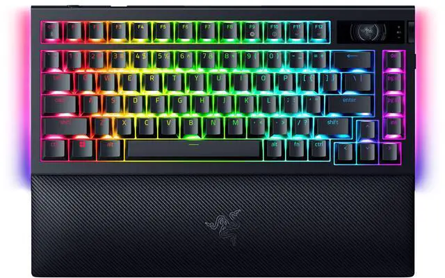 Alt view image 5 of 7 - Razer BlackWidow V4 Pro 75% Wireless Gaming Keyboard - Orange Tactile Switches, OLED Display, True 4K Hz Wireless, Bluetooth, Hot Swappable, Command Dial, Snap Tap, Chroma RGB, Wrist Rest - Black