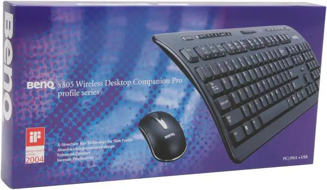 Alt view image 8 of 8 - BenQ x805 Black 104 Normal Keys 12 Function Keys RF Wireless Ergonomic Keyboard & Mouse
