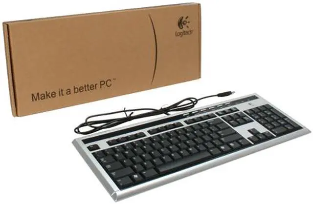 Alt view image 4 of 4 - Logitech UltraX Silver/Black 104 Normal Keys 6 Function Keys USB Wired Standard Media Keyboard - OEM
