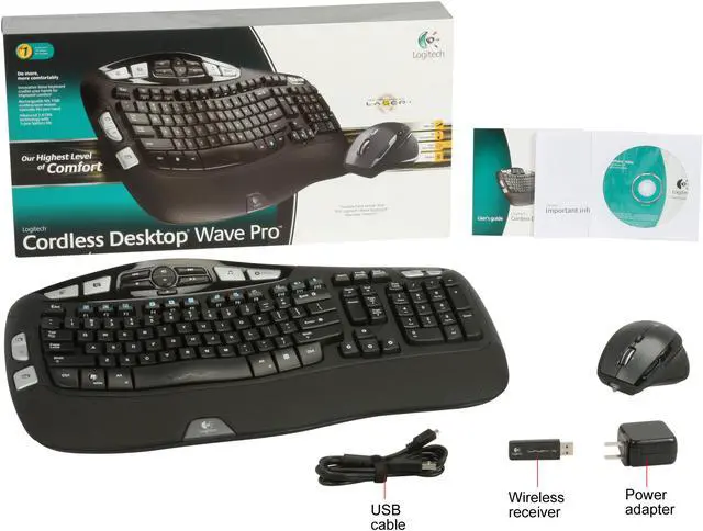 Alt view image 10 of 10 - Logitech Wave Pro Desktop Black USB 2.4 GHz Wireless  Keyboard & Mouse Combo