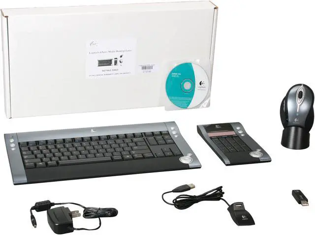 Alt view image 8 of 8 - Logitech diNovo Media Desktop Laser - 103 Normal Keys 16 Function Keys USB Bluetooth Wireless Slim Keyboard & MX 1000 Laser Mouse Combo - White Box