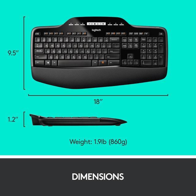 Alt view image 8 of 10 - Logitech MK710 Wireless Keyboard and Mouse Combo — Includes Keyboard and Mouse, Stylish Design, Built-In LCD Status Dashboard, Long Battery Life