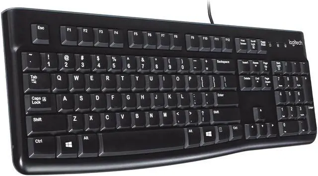 Main image of Logitech K120 Wired Keyboard for Windows, Plug and Play, Full-Size, Spill-Resistant, Curved Space Bar, Compatible with PC, Laptop - Black