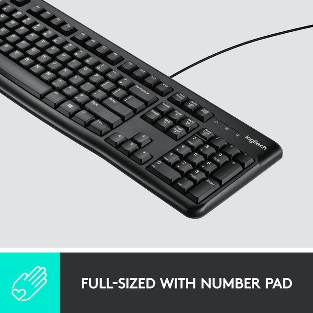 Alt view image 2 of 7 - Logitech K120 Wired Keyboard for Windows, Plug and Play, Full-Size, Spill-Resistant, Curved Space Bar, Compatible with PC, Laptop - Black