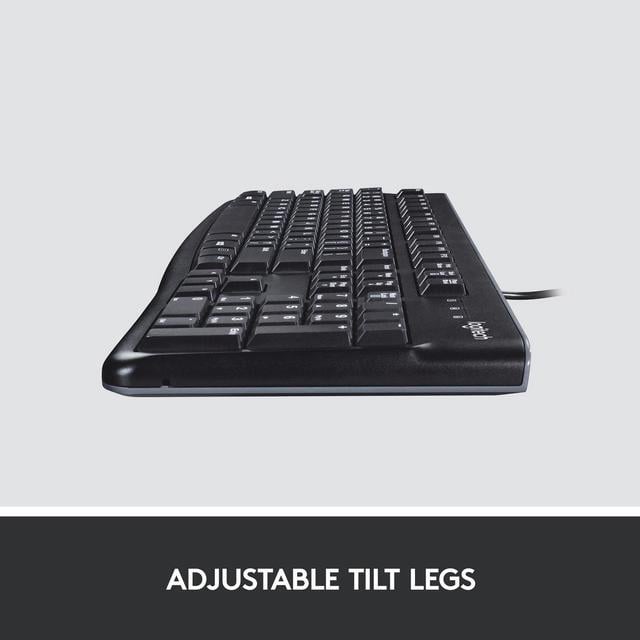 Alt view image 3 of 7 - Logitech K120 Wired Keyboard for Windows, Plug and Play, Full-Size, Spill-Resistant, Curved Space Bar, Compatible with PC, Laptop - Black