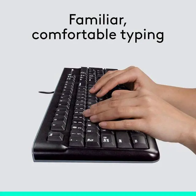 Alt view image 2 of 9 - Logitech MK120 Wired Keyboard and Mouse Combo for Windows, Optical Wired Mouse, Full-Size Keyboard, USB Plug-and-Play, Compatible with PC, Laptop - Black