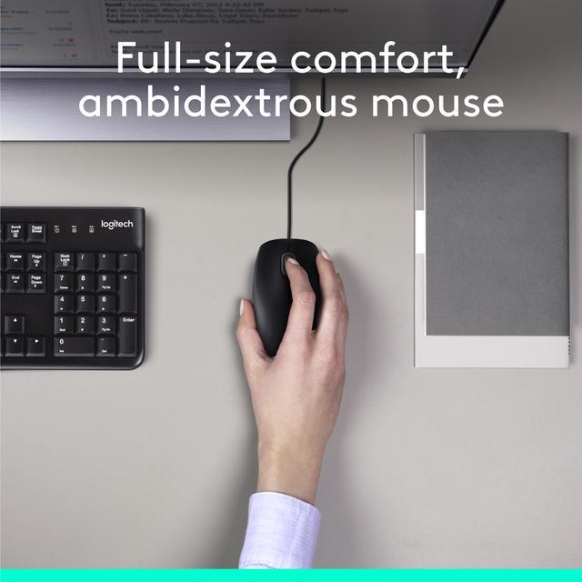 Alt view image 4 of 9 - Logitech MK120 Wired Keyboard and Mouse Combo for Windows, Optical Wired Mouse, Full-Size Keyboard, USB Plug-and-Play, Compatible with PC, Laptop - Black