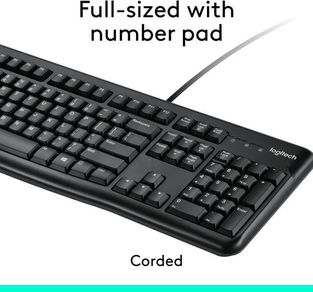 Alt view image 3 of 9 - Logitech MK120 Wired Keyboard and Mouse Combo for Windows, Optical Wired Mouse, Full-Size Keyboard, USB Plug-and-Play, Compatible with PC, Laptop - Black