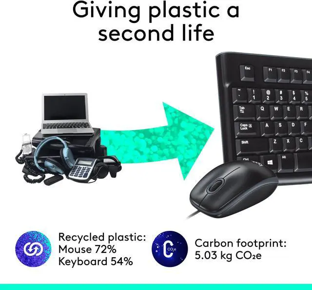 Alt view image 5 of 9 - Logitech MK120 Wired Keyboard and Mouse Combo for Windows, Optical Wired Mouse, Full-Size Keyboard, USB Plug-and-Play, Compatible with PC, Laptop - Black