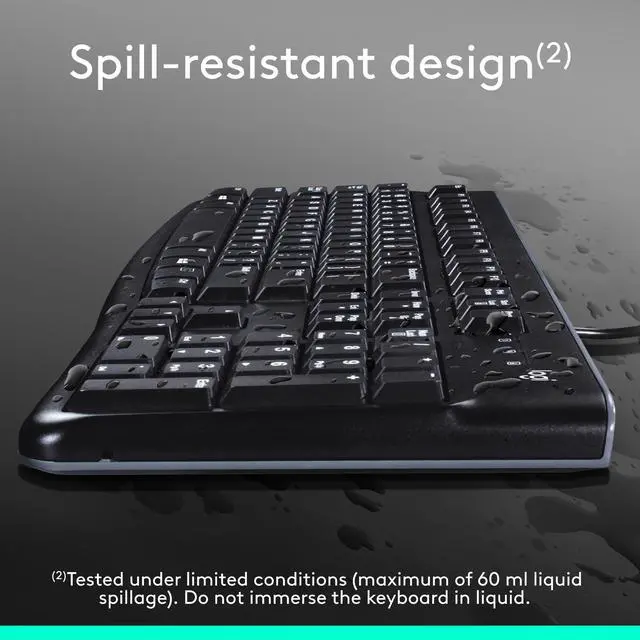 Alt view image 6 of 9 - Logitech MK120 Wired Keyboard and Mouse Combo for Windows, Optical Wired Mouse, Full-Size Keyboard, USB Plug-and-Play, Compatible with PC, Laptop - Black