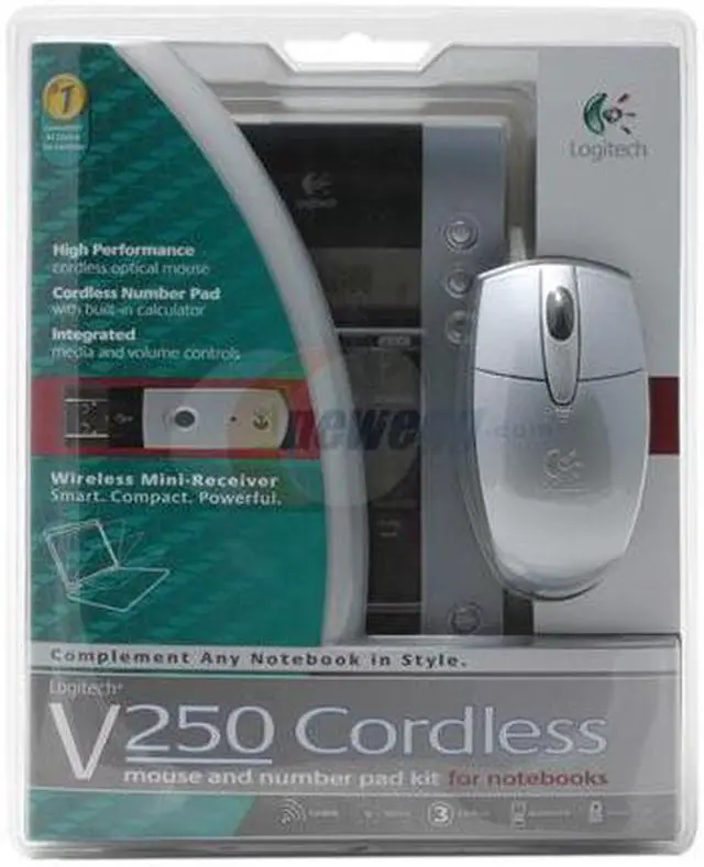 Alt view image 5 of 5 - Logitech V250 Silver/Black 18 Normal Keys 10 Function Keys RF Wireless Mini Cordless Mouse and Number Pad