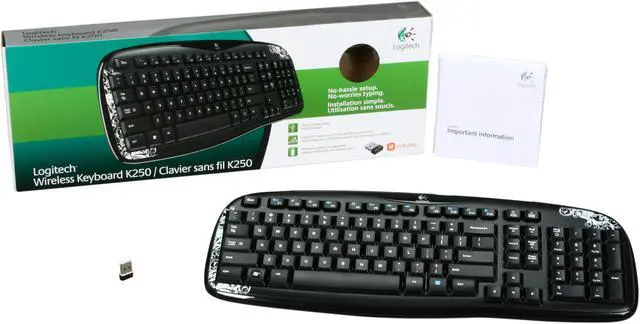 Alt view image 4 of 4 - Logitech K250 920-002825 Black USB RF Wireless Standard Keyboard