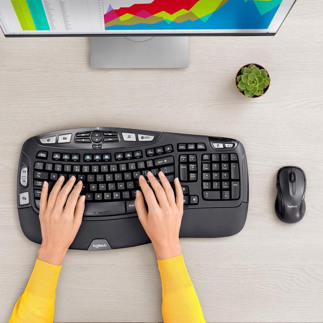 Alt view image 2 of 8 - Logitech MK550 Wireless Wave Keyboard and Mouse Combo - Includes Keyboard and Mouse, Long Battery Life, Ergonomic Wave Design, Black