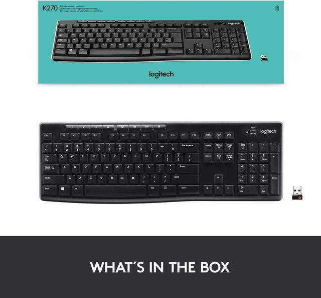 Alt view image 8 of 8 - Logitech K270 Wireless Keyboard for Windows, 2.4 GHz Wireless, Full-Size, Number Pad, 8 Multimedia Keys, 2-Year Battery Life, Compatible with PC, Laptop