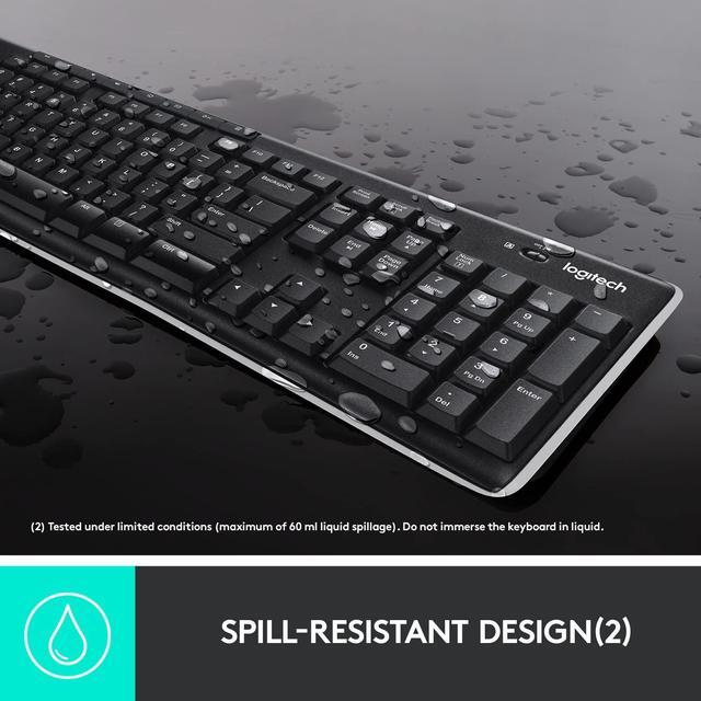 Alt view image 5 of 8 - Logitech K270 Wireless Keyboard for Windows, 2.4 GHz Wireless, Full-Size, Number Pad, 8 Multimedia Keys, 2-Year Battery Life, Compatible with PC, Laptop