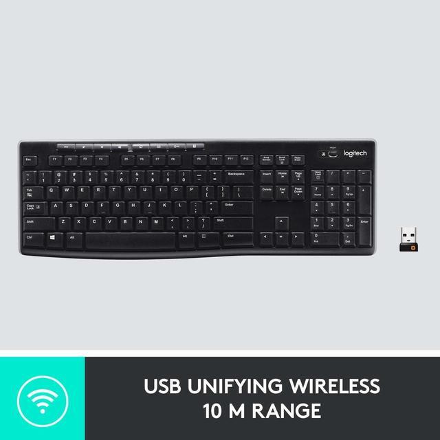 Alt view image 4 of 8 - Logitech K270 Wireless Keyboard for Windows, 2.4 GHz Wireless, Full-Size, Number Pad, 8 Multimedia Keys, 2-Year Battery Life, Compatible with PC, Laptop