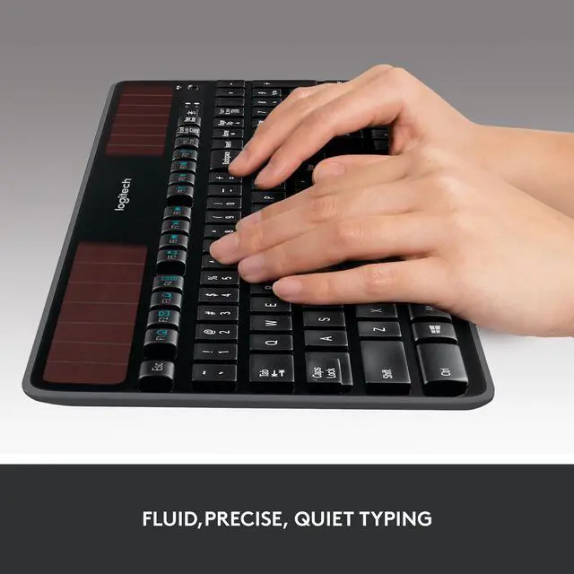 Alt view image 3 of 8 - Logitech K750 Wireless Solar Keyboard for Windows, 2.4GHz Wireless with USB Unifying Receiver, Ultra-Thin, Compatible with PC, Laptop - Black