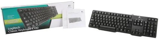 Alt view image 4 of 4 - Logitech K100 Black PS/2 Wired Slim Classic Keyboard