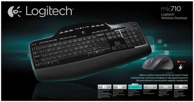 Alt view image 6 of 6 - Logitech MK710 Black 7 Function Keys Wireless Ergonomic Keyboard & Mouse Combo, French