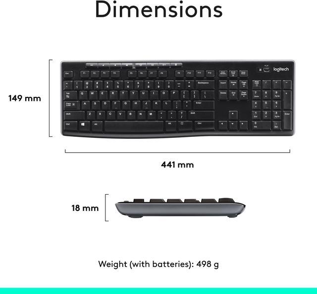 Alt view image 7 of 11 - Logitech MK270 Wireless Keyboard And Mouse Combo For Windows, 2.4 GHz Wireless, Compact Mouse, 8 Multimedia And Shortcut Keys, For PC, Laptop - Black