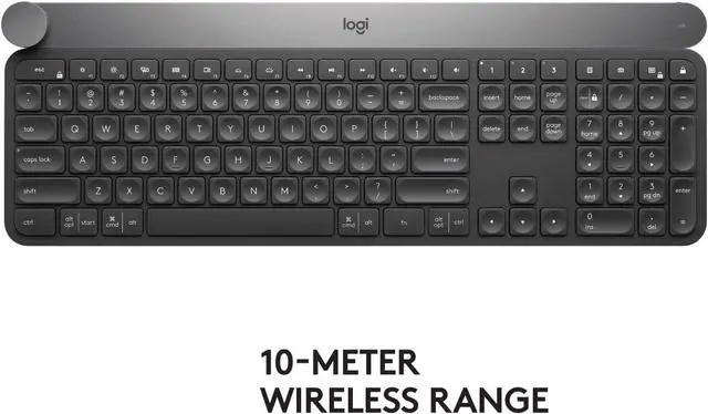 Alt view image 3 of 10 - Logitech Craft Advanced Wireless Keyboard with Creative Input Dial and Backlit Keys, Dark grey and aluminum