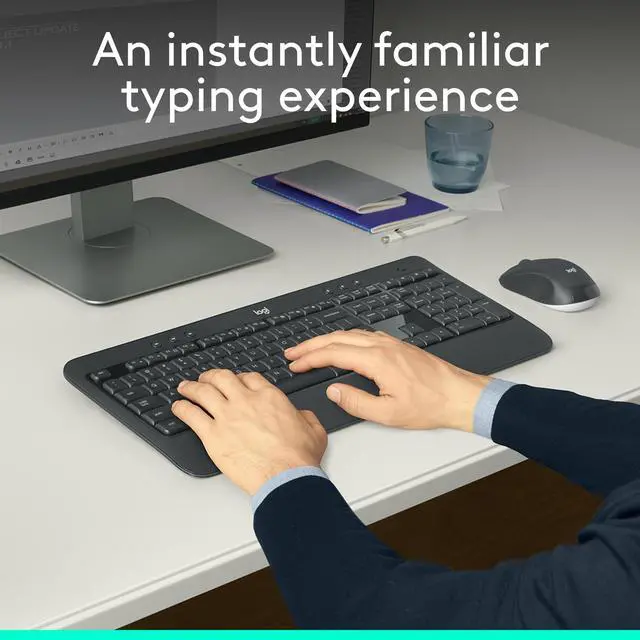 Alt view image 3 of 10 - Logitech MK540 Wireless Keyboard Mouse Combo - USB Wireless RF Keyboard - Black - USB Wireless RF Mouse - Optical - 1000 dpi - 3 Button - Scroll Wheel - QWERTY - Black