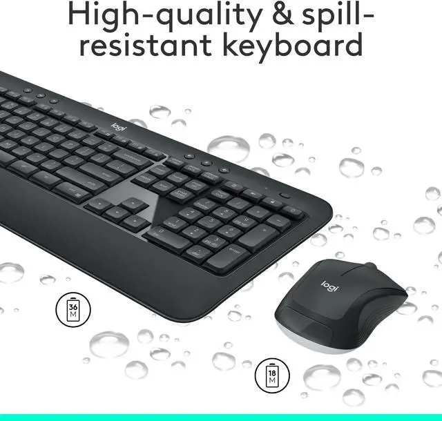 Alt view image 5 of 10 - Logitech MK540 Wireless Keyboard Mouse Combo - USB Wireless RF Keyboard - Black - USB Wireless RF Mouse - Optical - 1000 dpi - 3 Button - Scroll Wheel - QWERTY - Black