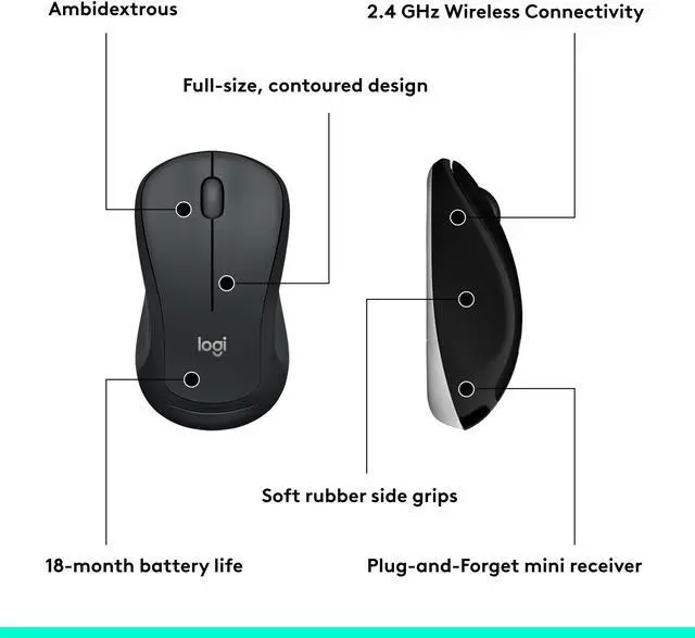 Alt view image 9 of 10 - Logitech MK540 Wireless Keyboard Mouse Combo - USB Wireless RF Keyboard - Black - USB Wireless RF Mouse - Optical - 1000 dpi - 3 Button - Scroll Wheel - QWERTY - Black