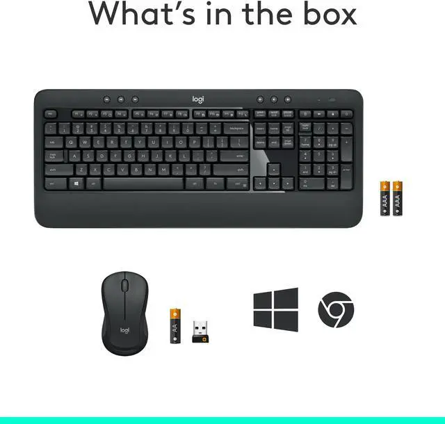 Alt view image 11 of 10 - Logitech MK540 Wireless Keyboard Mouse Combo - USB Wireless RF Keyboard - Black - USB Wireless RF Mouse - Optical - 1000 dpi - 3 Button - Scroll Wheel - QWERTY - Black