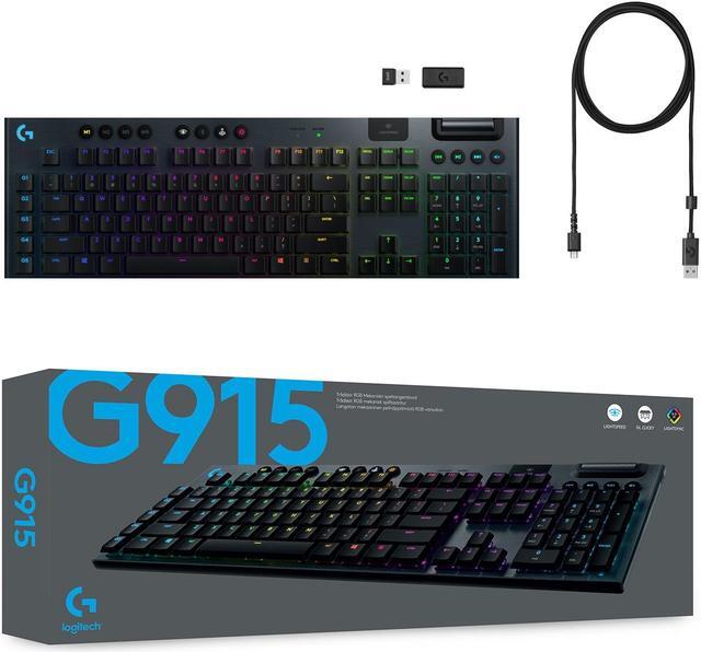 Alt view image 8 of 9 - Logitech G915 LIGHTSPEED RGB Mechanical Gaming Keyboard, Low Profile Clicky Key Switch, LIGHTSYNC RGB, Advanced LIGHTSPEED Wireless and Bluetooth Support - Clicky