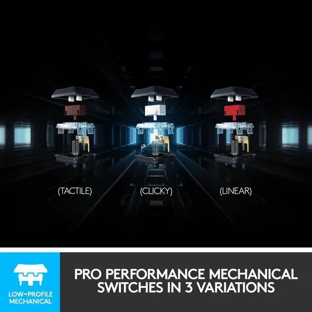 Alt view image 4 of 9 - Logitech G915 LIGHTSPEED RGB Mechanical Gaming Keyboard, Low Profile GL Tactile Key Switch, LIGHTSYNC RGB, Advanced LIGHTSPEED Wireless and Bluetooth Support - Tactile