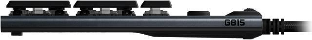 Alt view image 3 of 12 - Logitech G815 LIGHTSYNC RGB Mechanical Gaming Keyboard with Low Profile GL Clicky key switch, 5 programmable G-keys, USB Passthrough, dedicated media control - Clicky – Black