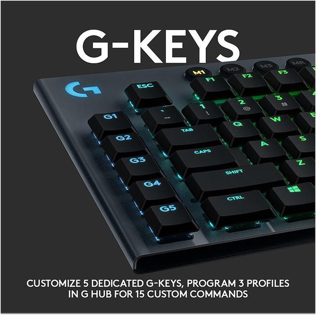 Alt view image 10 of 12 - Logitech G815 LIGHTSYNC RGB Mechanical Gaming Keyboard with Low Profile GL Clicky key switch, 5 programmable G-keys, USB Passthrough, dedicated media control - Clicky – Black