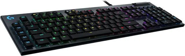 Alt view image 2 of 12 - Logitech G815 LIGHTSYNC RGB Mechanical Gaming Keyboard with Low Profile GL Linear key switch, 5 programmable G-keys,USB Passthrough, dedicated media control - Linear, Black