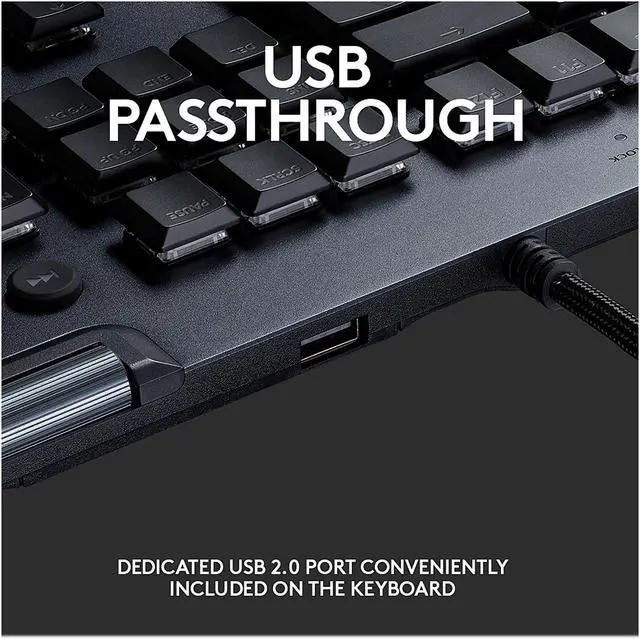 Alt view image 7 of 12 - Logitech G815 LIGHTSYNC RGB Mechanical Gaming Keyboard with Low Profile GL Tactile key switch, 5 programmable G-keys, USB Passthrough, dedicated media control - Tactile